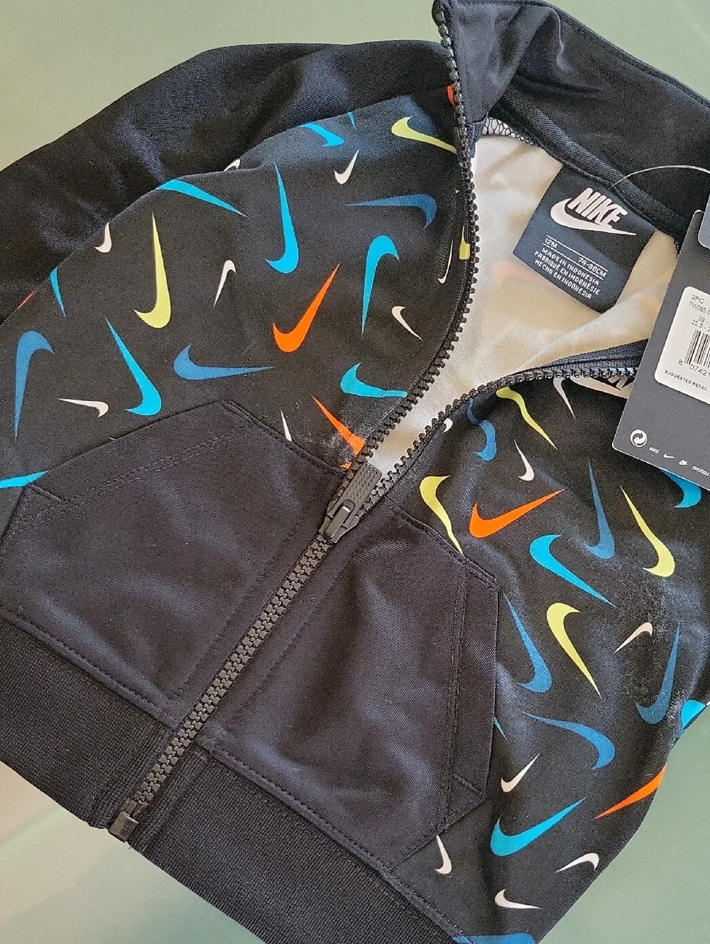 Baby Boys Nike 2 Pieces Set Sweatpants Nike Zipper Jacket For Boys 12month Black - Picture 6 of 8
